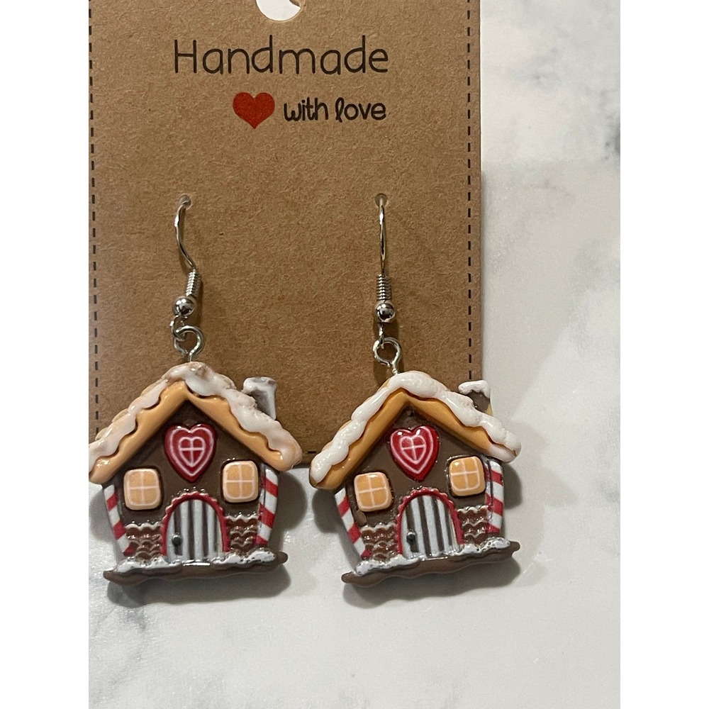 Christmas Gingerbread House Earrings New